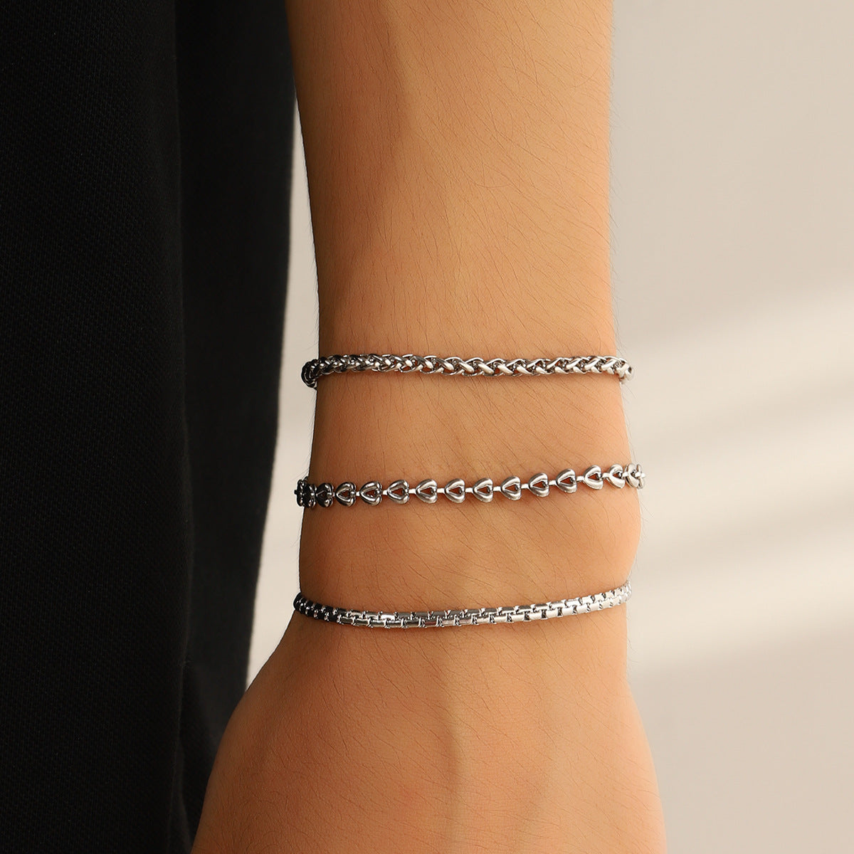 Stainless Steel Keel Bracelet Set