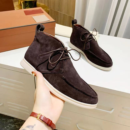 Men's Mid-top Flat Pumps Ankle Boots Lace-up