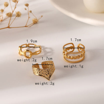 Gold V-shaped O-shaped Hollow Ring Suit