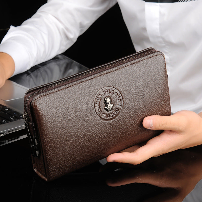 Men's Business Casual Soft Leather Clutch