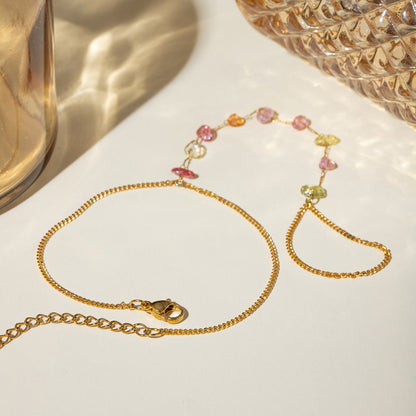 Gold Stainless Steel Broken Stone Chain Ring