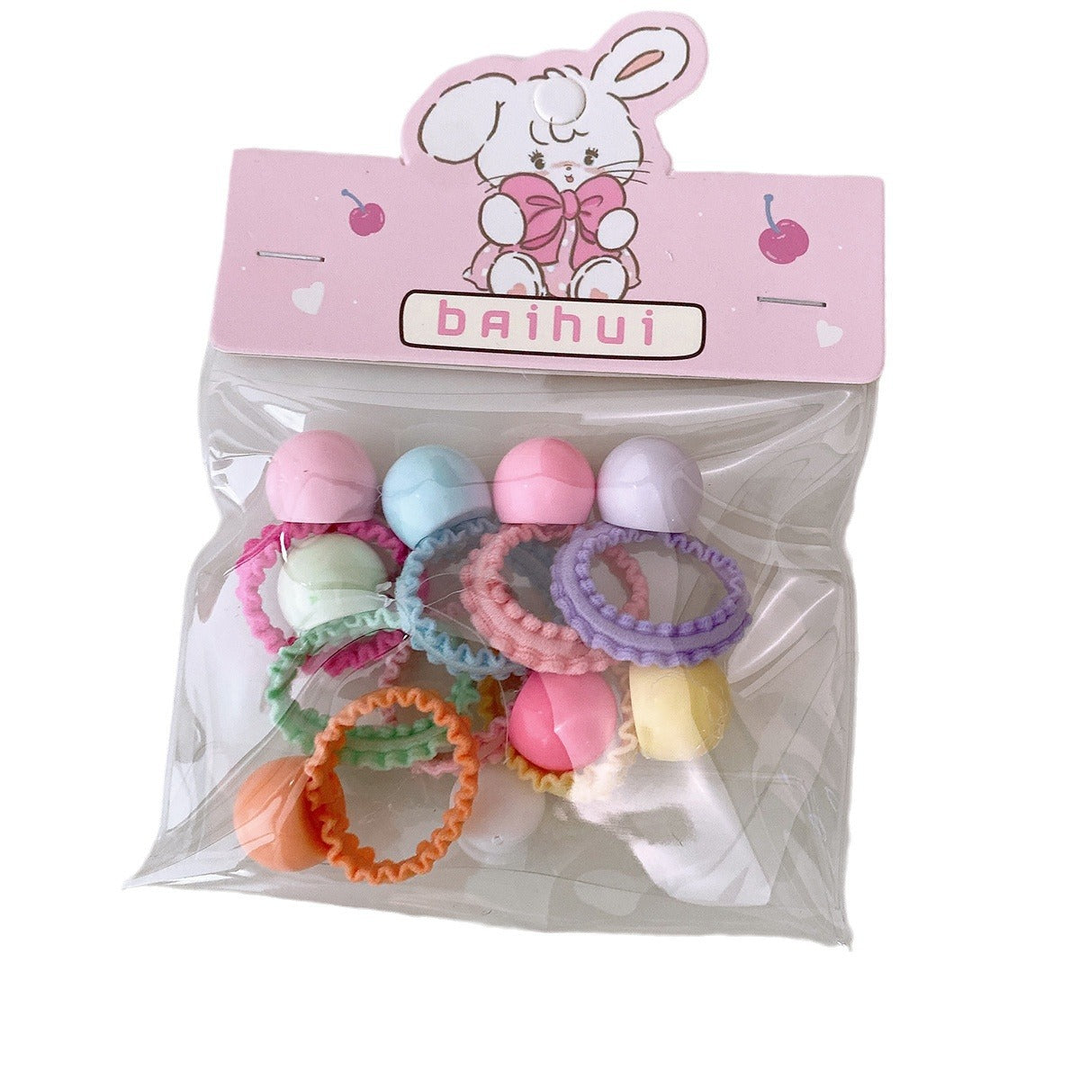 8 Bags Candy Color Children's Ruffles Hair Rope
