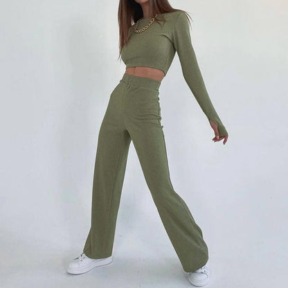 Long-Sleeve Pajamas Short Trousers Set