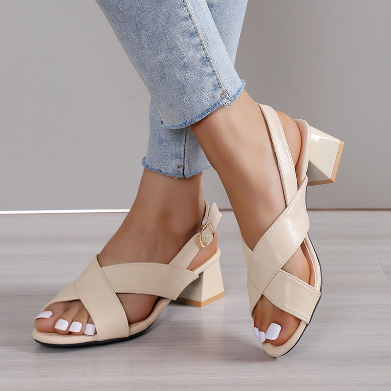 Women's Fashion Chunky Heel Ankle-strap Sandals