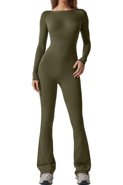Women's Solid Color Long Sleeve Jumpsuit