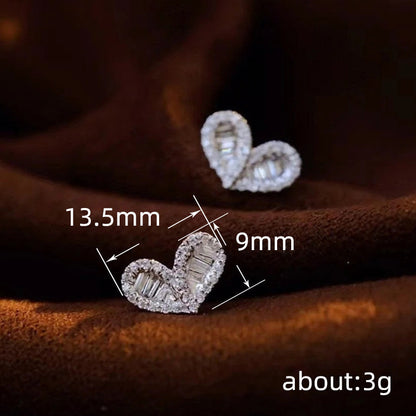 Love Heart Stud Earrings Simple And Compact
