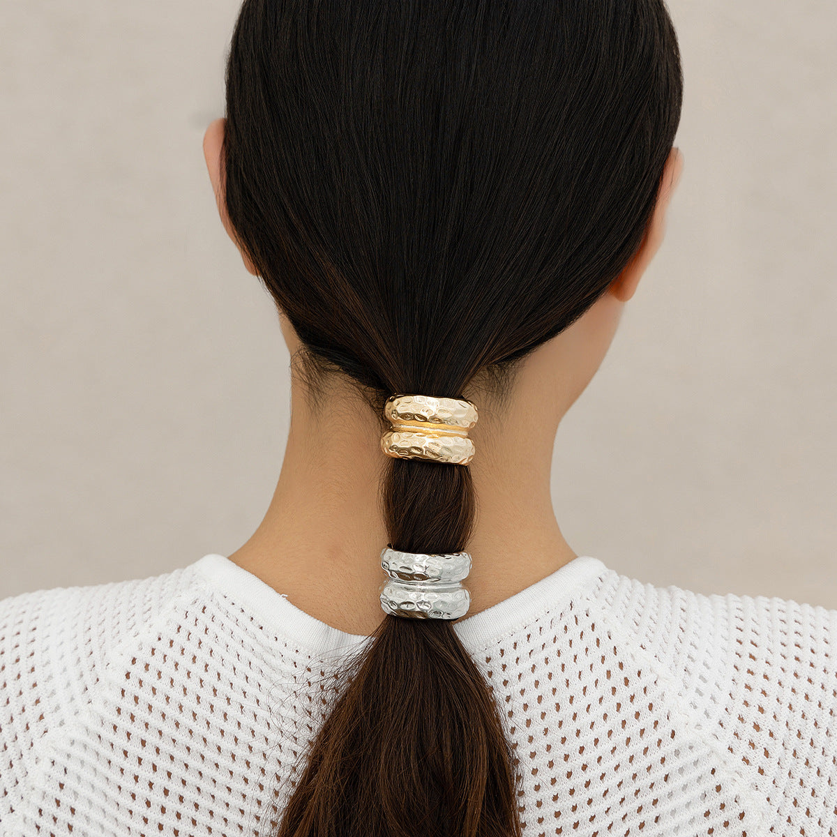 Personalized Glossy Elastic Hair Ring Female Geometry