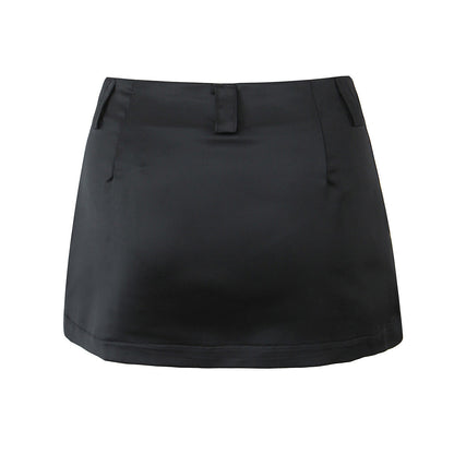 High Waist Sheath Faux Pocket Design Slim Fit Skirt Women