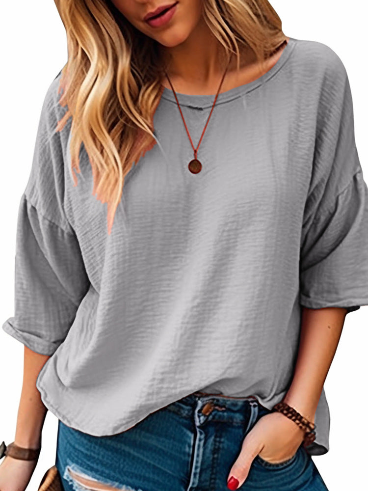 Fashion Women's Wear Comfortable Three-quarter-length-sleeved T-shirt