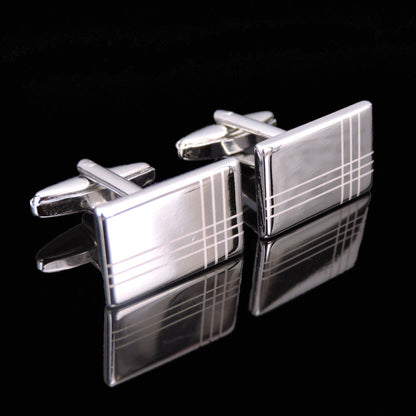 Black Gold Silver Laser Cufflinks