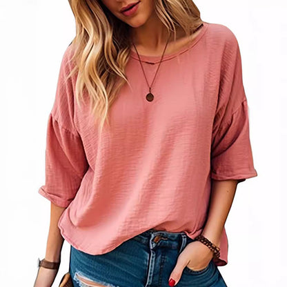Fashion Women's Wear Comfortable Three-quarter-length-sleeved T-shirt