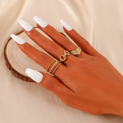 Gold V-shaped O-shaped Hollow Ring Suit