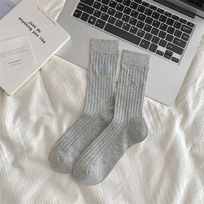Cute Girl Bow Tube Socks Hollow Bunching Socks