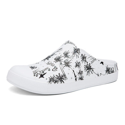 Beach Hole Shoes Color Printing Half Slippers