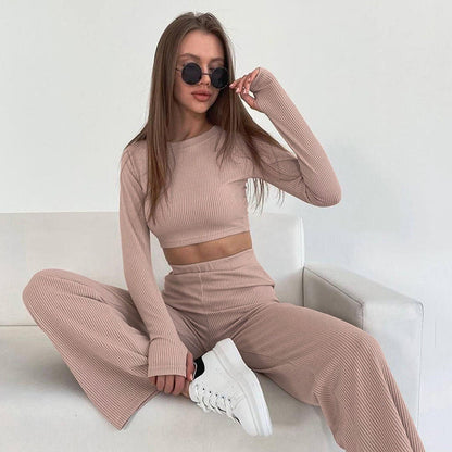 Long-Sleeve Pajamas Short Trousers Set