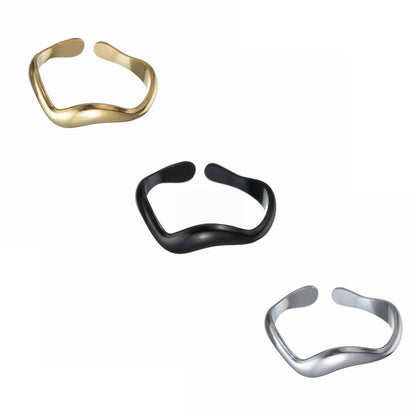 Women's Water Wave Titanium Steel Open Ring