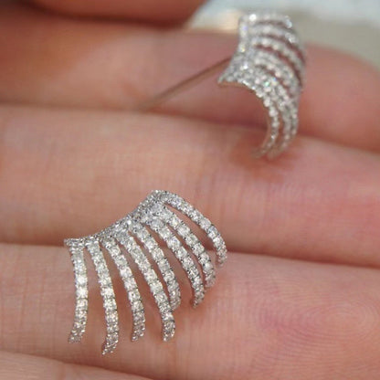 Zircon Ear Studs Niche Full Diamond Multi-layer