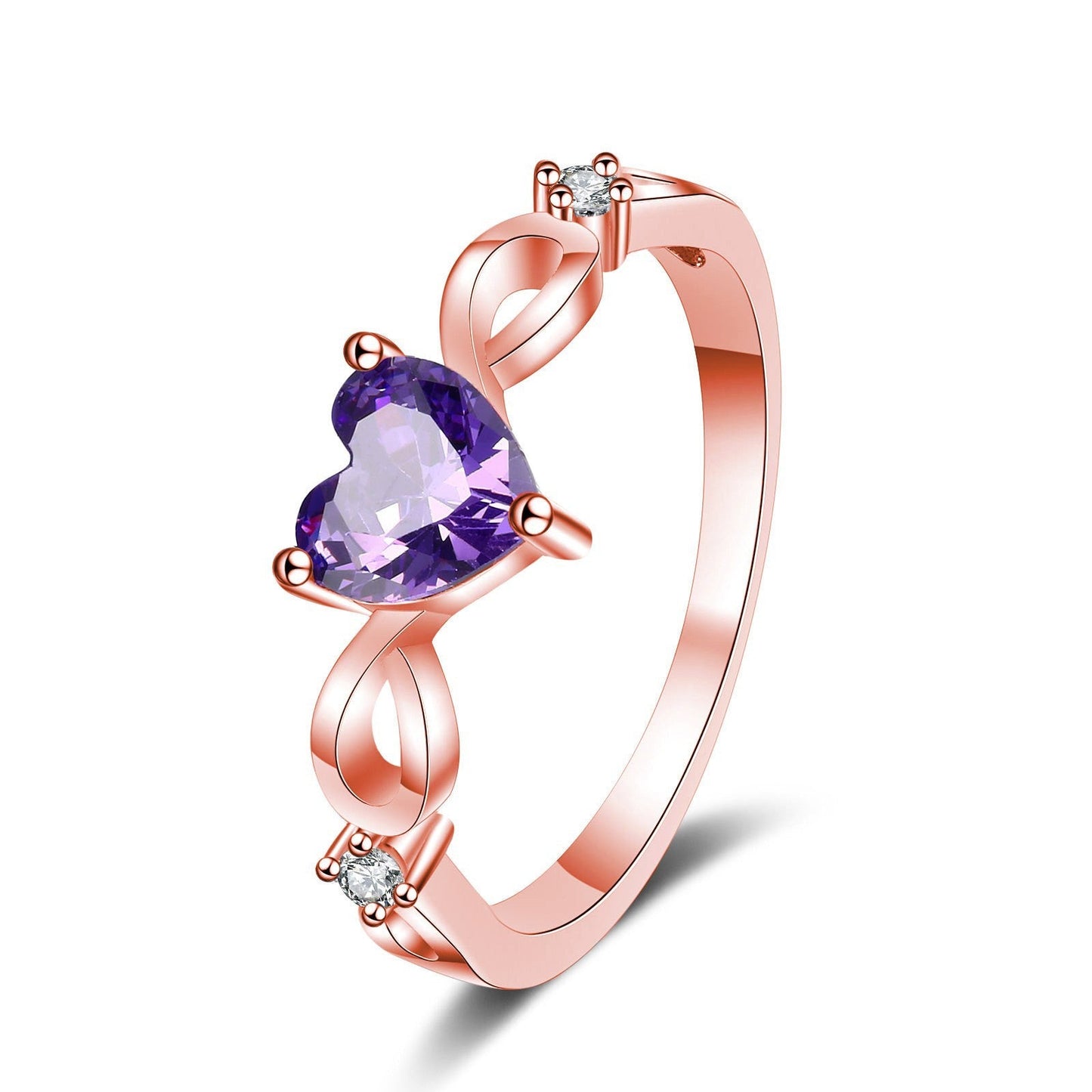 S925 Silver Amethyst Heart Gemstone Ring