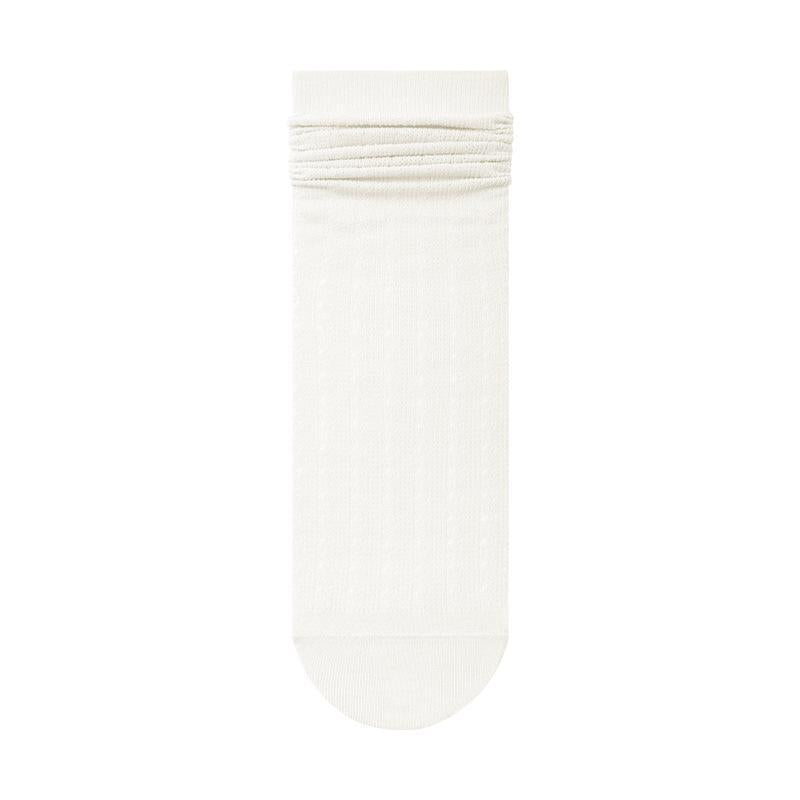 Lace Hollow Solidcolor Mid-calf Length Cotton Bunching Socks