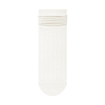 Lace Hollow Solidcolor Mid-calf Length Cotton Bunching Socks