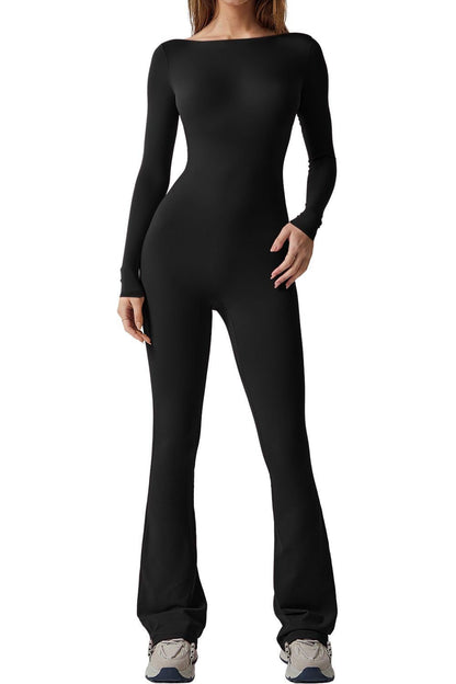 Women's Solid Color Long Sleeve Jumpsuit
