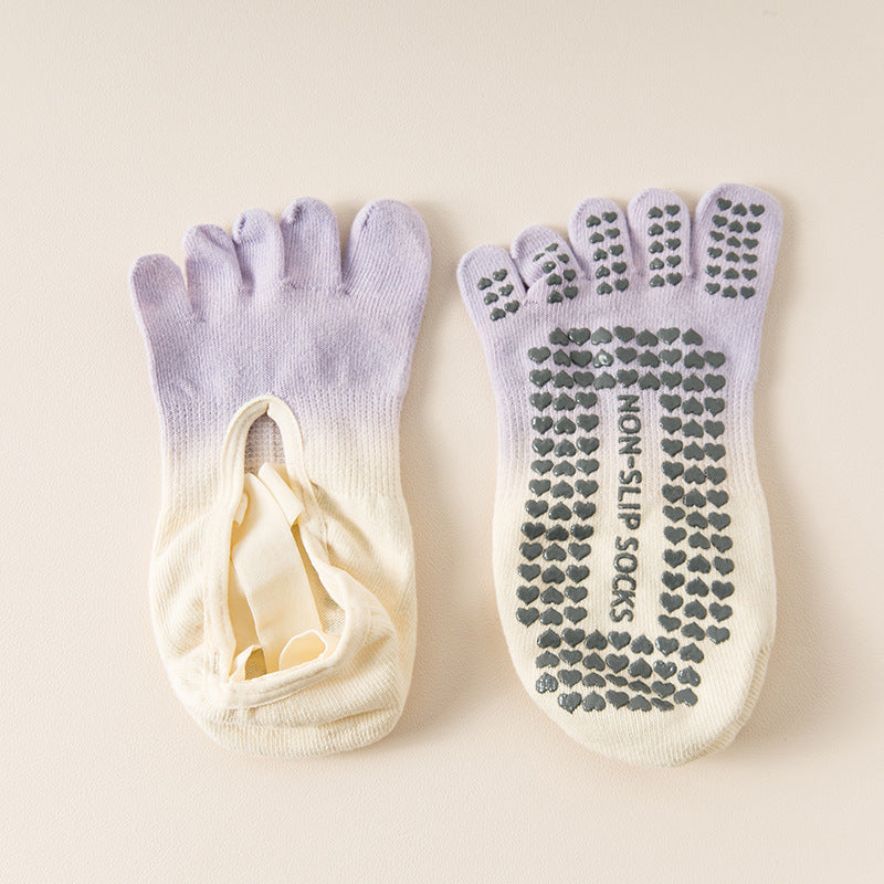 Hanging Dyed Yoga Socks Non-slip Women's Five Fingers