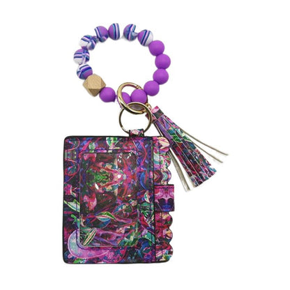 Silicone Beads Bracelet Key Chain Leopard Print