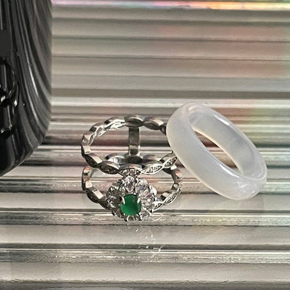 High-grade Green Cat's Eye Zircon Ring