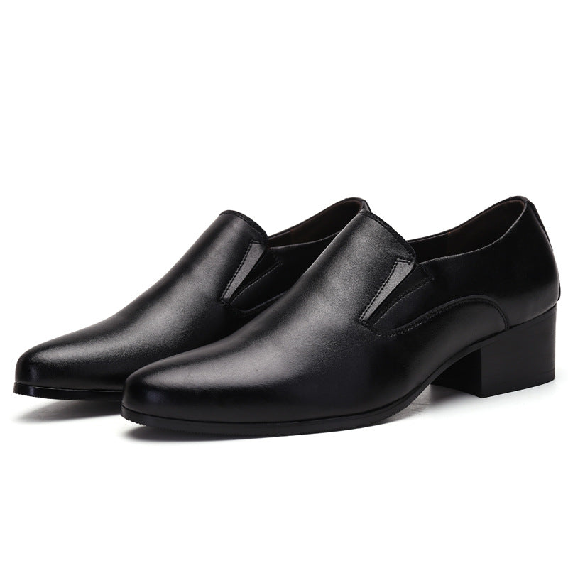 Men's High Heel Elevator Leather Shoes