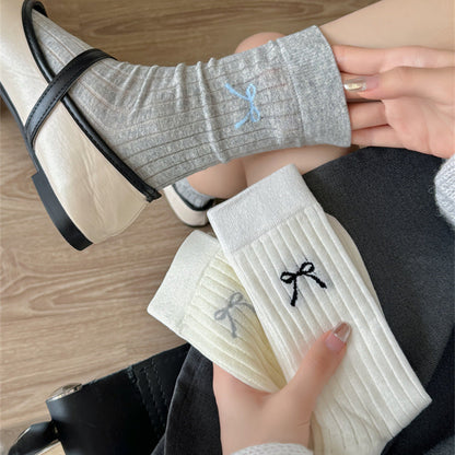 Cute Girl Bow Tube Socks Hollow Bunching Socks