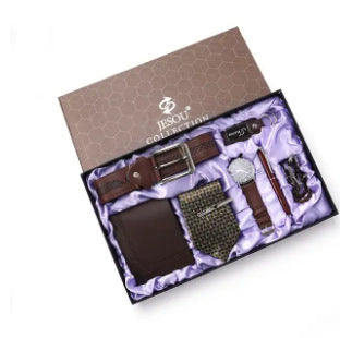 Men's Gift Set: Watch, Belt, Tie, Wallet