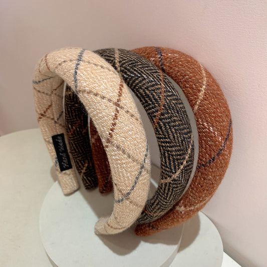 Gentle Temperament Warm Plaid Woolen Headband