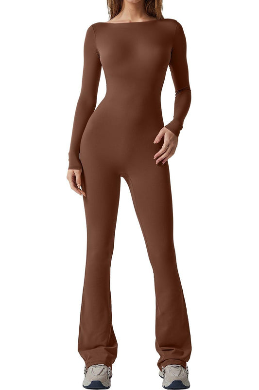 Women's Solid Color Long Sleeve Jumpsuit