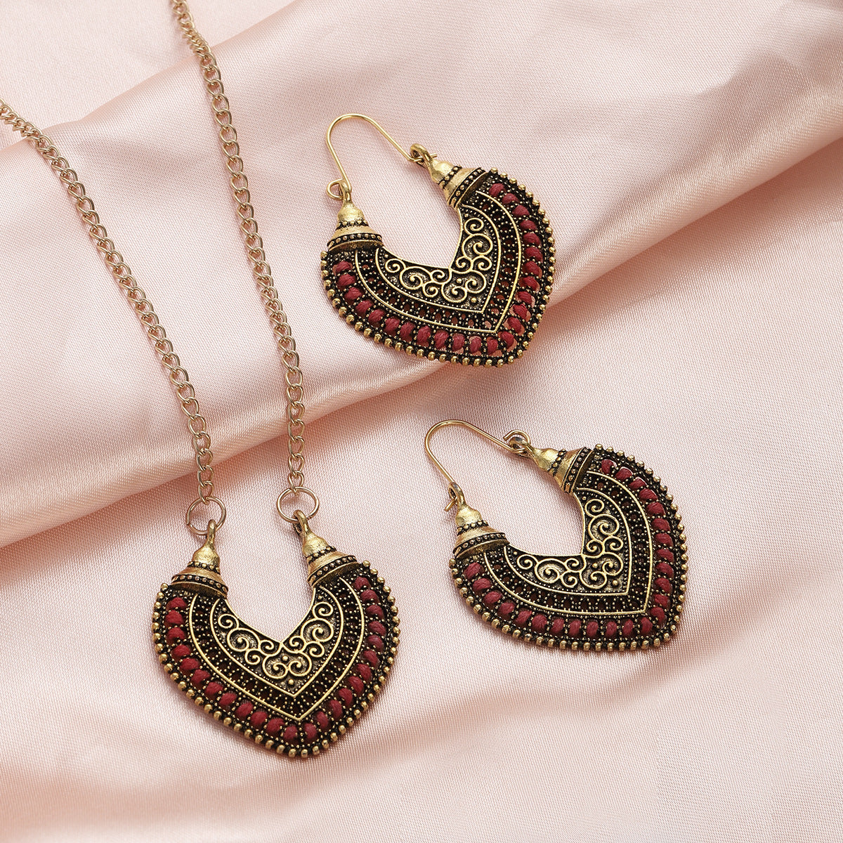 Colored Rope Earrings Necklace Set