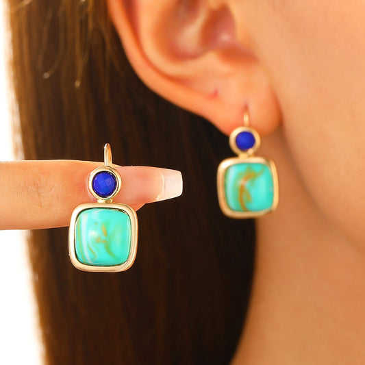 Geometric Turquoise Earrings