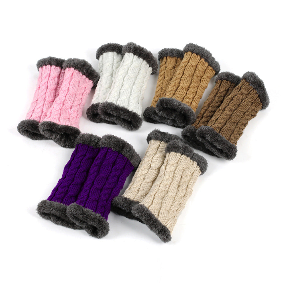 Fleece-Lined Knitted Fingerless Gloves