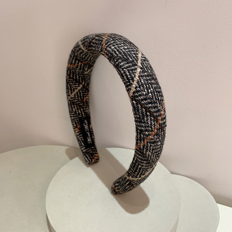 Gentle Temperament Warm Plaid Woolen Headband