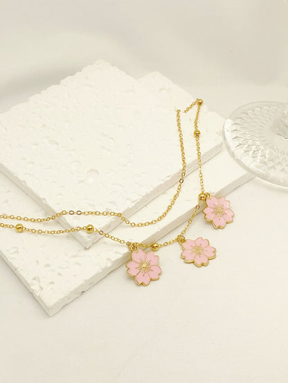 Double-layer Oil-spot Glaze Flowers Anklet