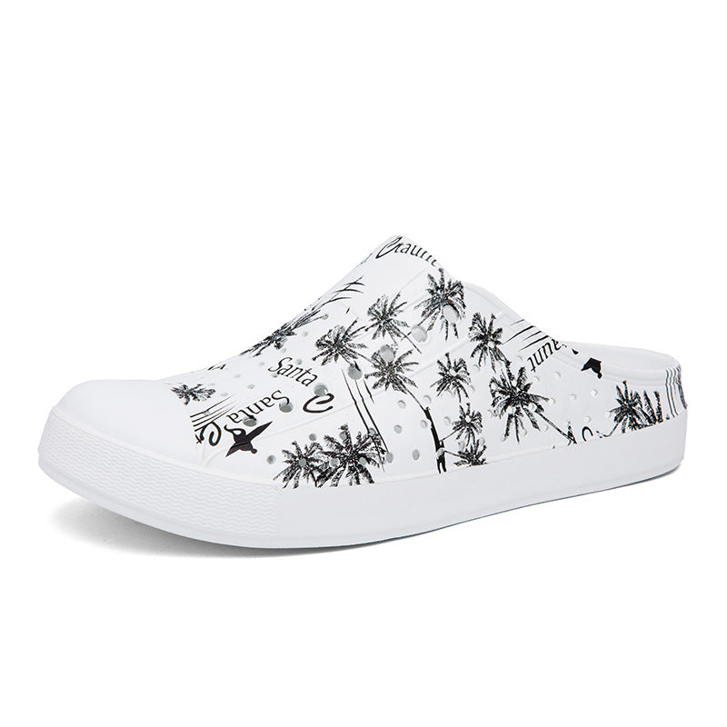 Beach Hole Shoes Color Printing Half Slippers