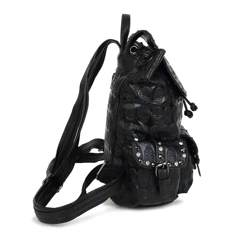 Diamond Skull Rivets Fashion Leather Backpack