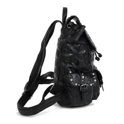 Diamond Skull Rivets Fashion Leather Backpack