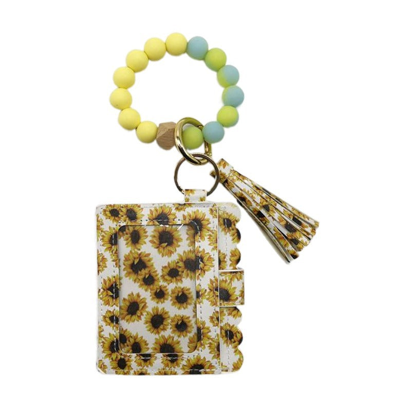 Silicone Beads Bracelet Key Chain Leopard Print
