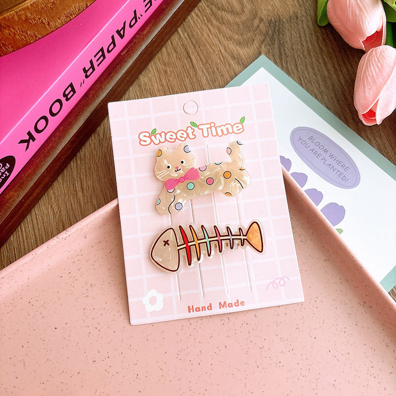 Cute Cartoon Acrylic Cat Barrettes Girl