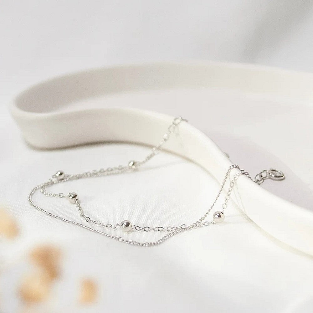 Light Luxury Double Layer Copper Bead Anklet