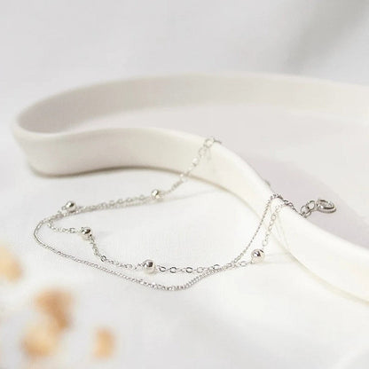 Light Luxury Double Layer Copper Bead Anklet