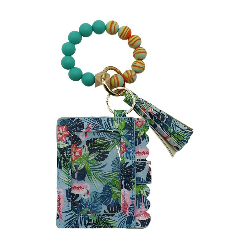 Silicone Beads Bracelet Key Chain Leopard Print