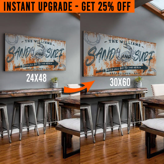 Upgrade Your 48x24 Inches 'Sand & Surf' (Style 3) Canvas To 60x30 Inches