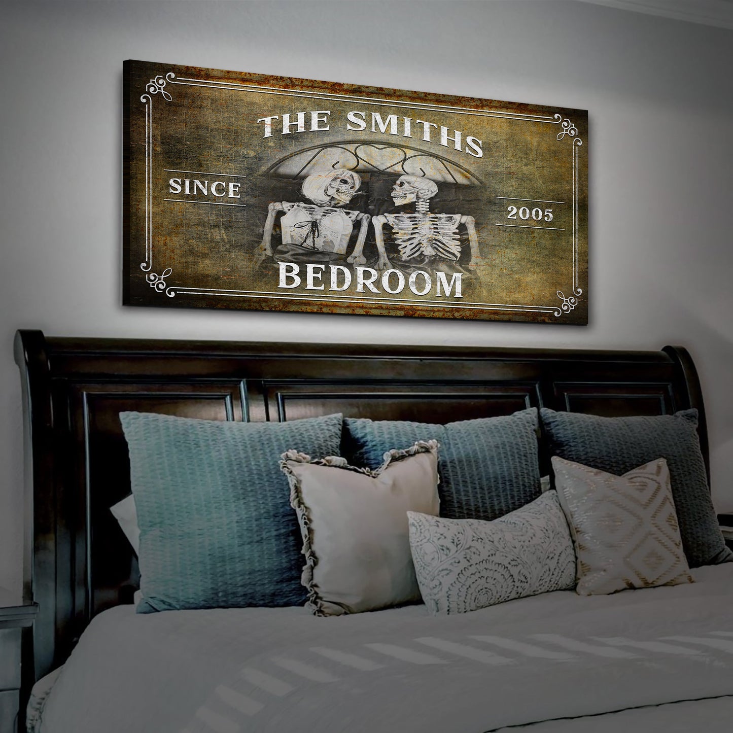 Personalized Skeleton Bedroom Sign - Gothic Art For Bedroom