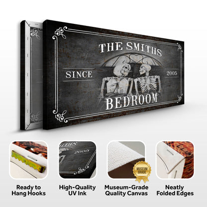 Personalized Skeleton Bedroom Sign - Gothic Art For Bedroom