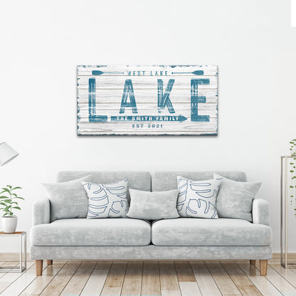 Wooden Lake Arrow Sign